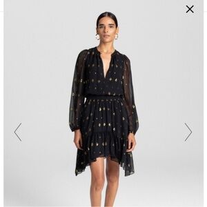 ALC Sydney Dress Black with Gold Print size 4